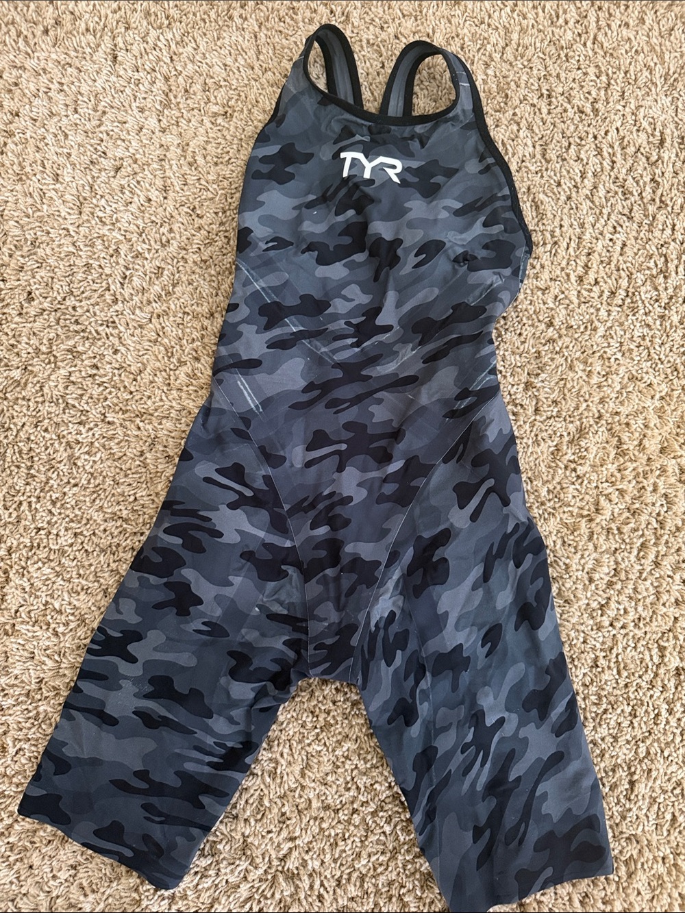 TYR open back Black & Gray Camo Venzo Tech Suit